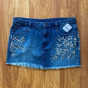 Low Rise Free People Jeweled Denim Skirt *NWT*